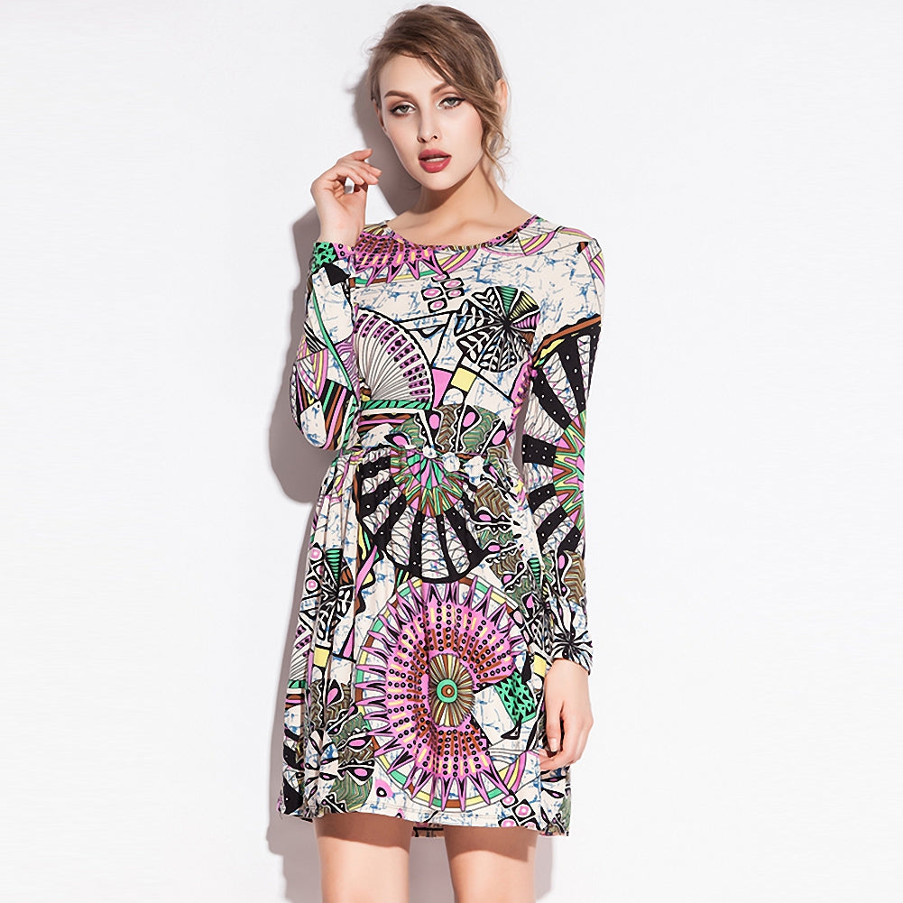 Womens Long Sleeve Midi Dress