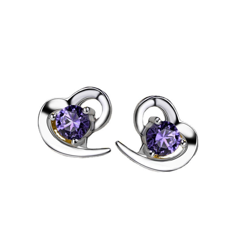 Sparkling elevated heart stud earrings