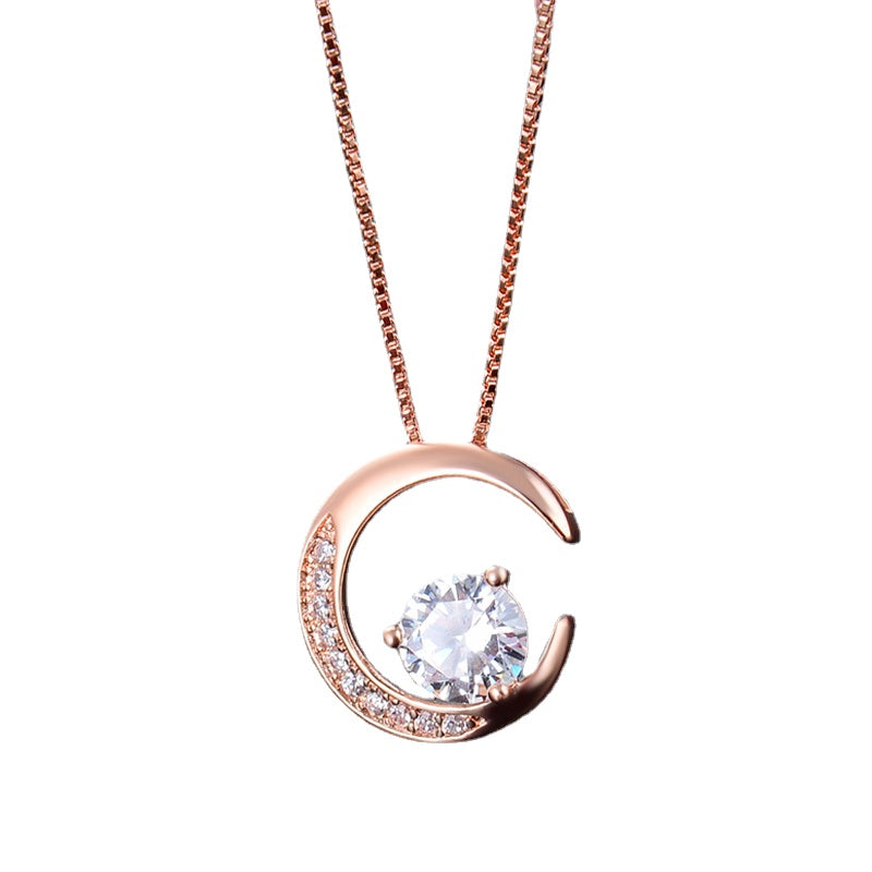 Chic rose gold necklace set artificial diamond