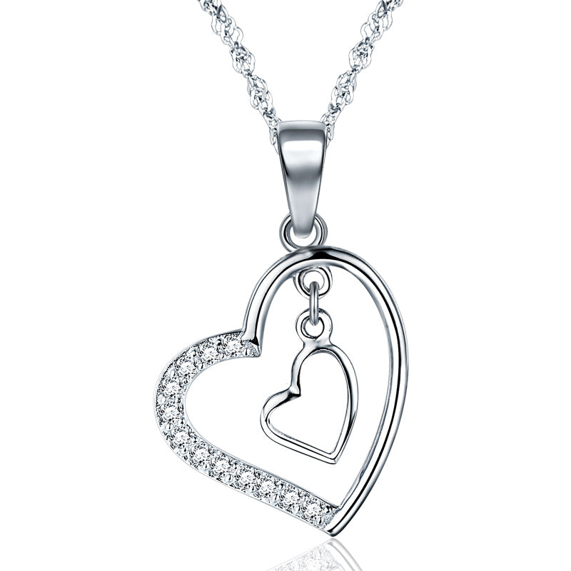 High-end silver heart necklace chunky