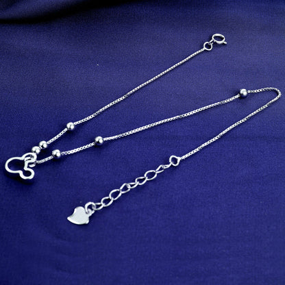 Silver mickey mouse ankle bracelet