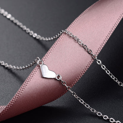 Delicate heart charm necklace silver