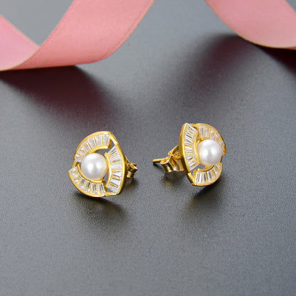 Wedding earrings for brides gold plated