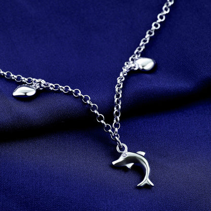 Delicate silver dolphin ankle bracelet