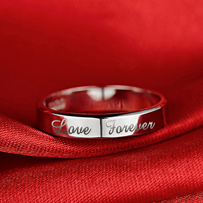 Engraved "Love Forever" Silver Wedding Bands