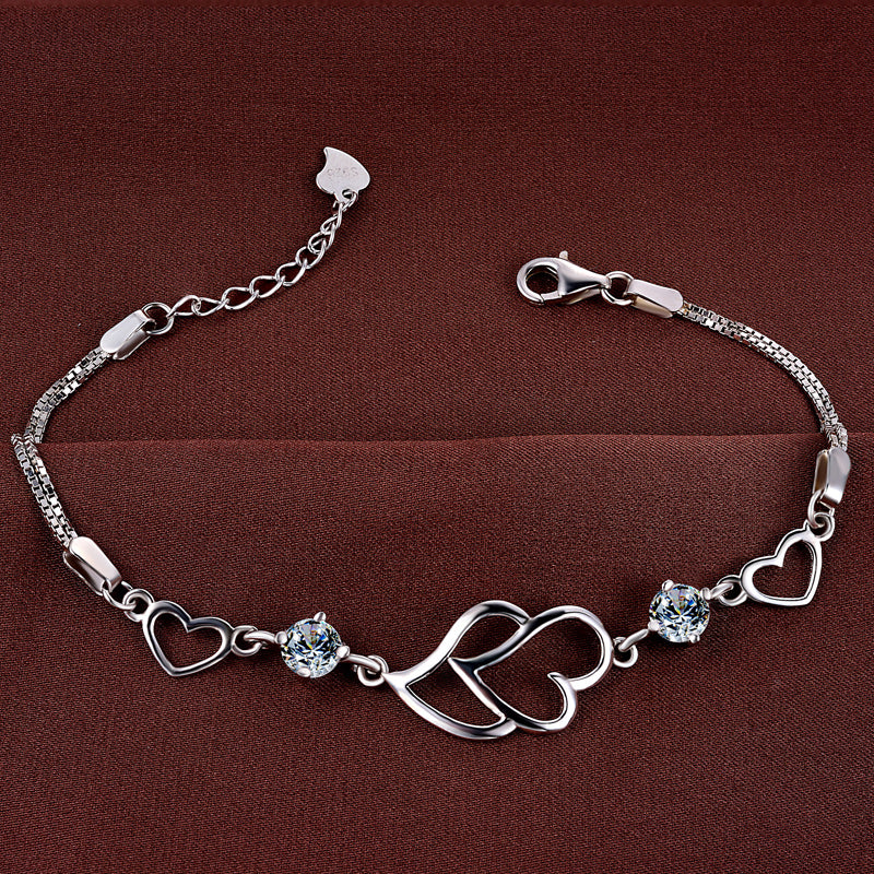 Stylish heart silver bracelet charms
