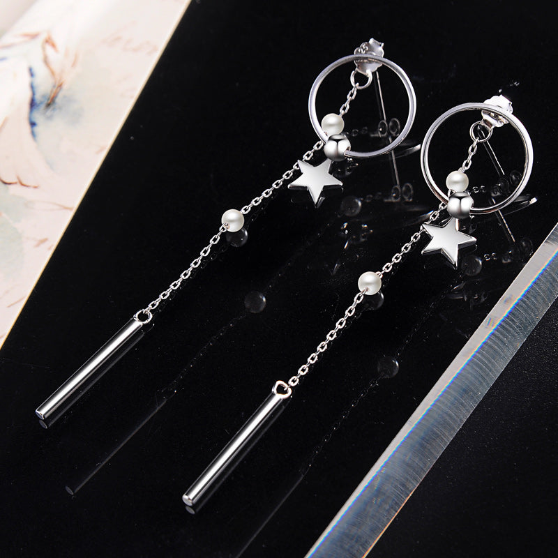 Delicate silver ear threader earrings