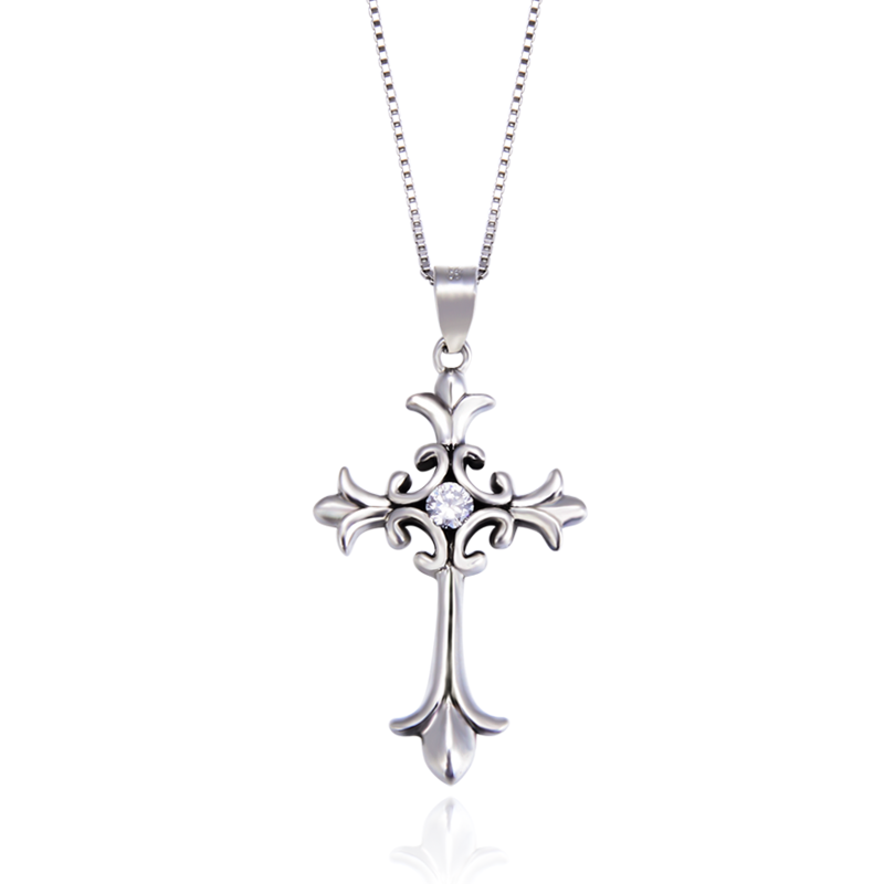 High end sterling silver cross necklace