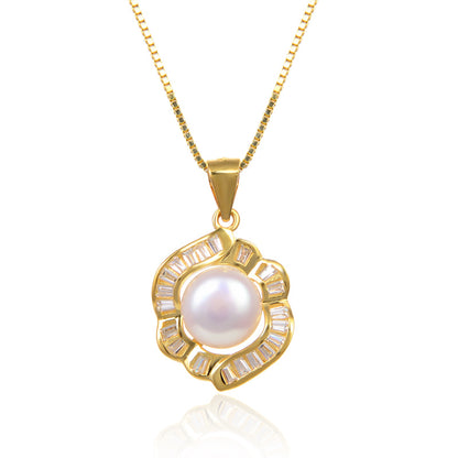 Gold plated single pearl necklace