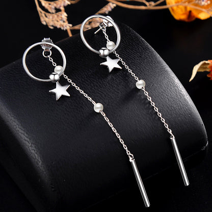 Delicate silver ear threader earrings