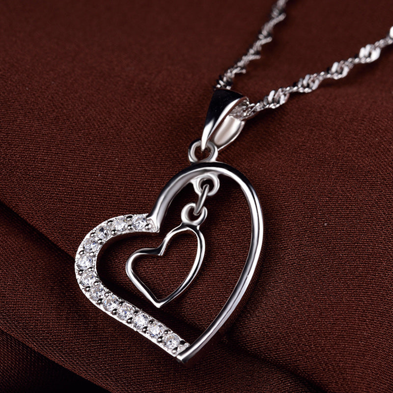 High-end silver heart necklace chunky for prom queen