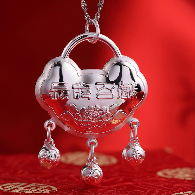 Unique Chinese longevity lock necklace