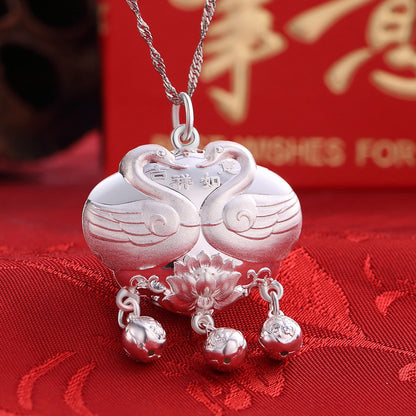 Dainty Chinese longevity lock necklace