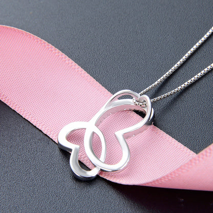 Silver Heart to Heart Necklace for Best Friend