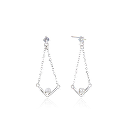 Pearl dangle earrings sterling silver