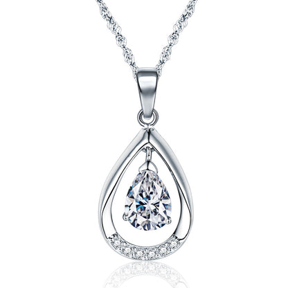 Simple drop silver necklace wedding