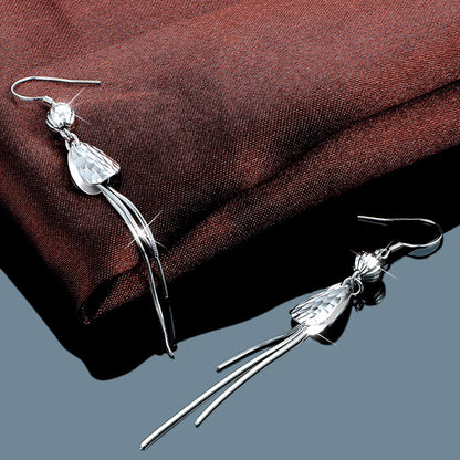 Ear threader earrings sterling silver