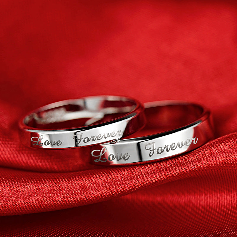 Engraved "Love Forever" Silver Wedding Bands