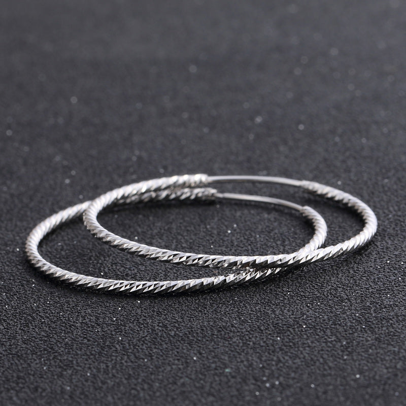 Modern silver hoop earrings