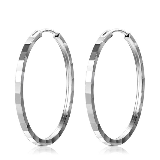 Stylish silver hoop earrings