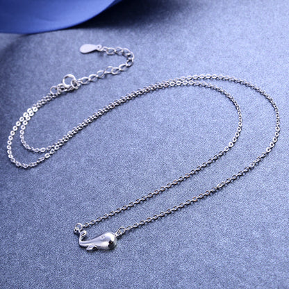 Solid silver whale necklace