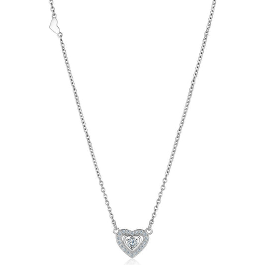 Delicate heart charm necklace silver