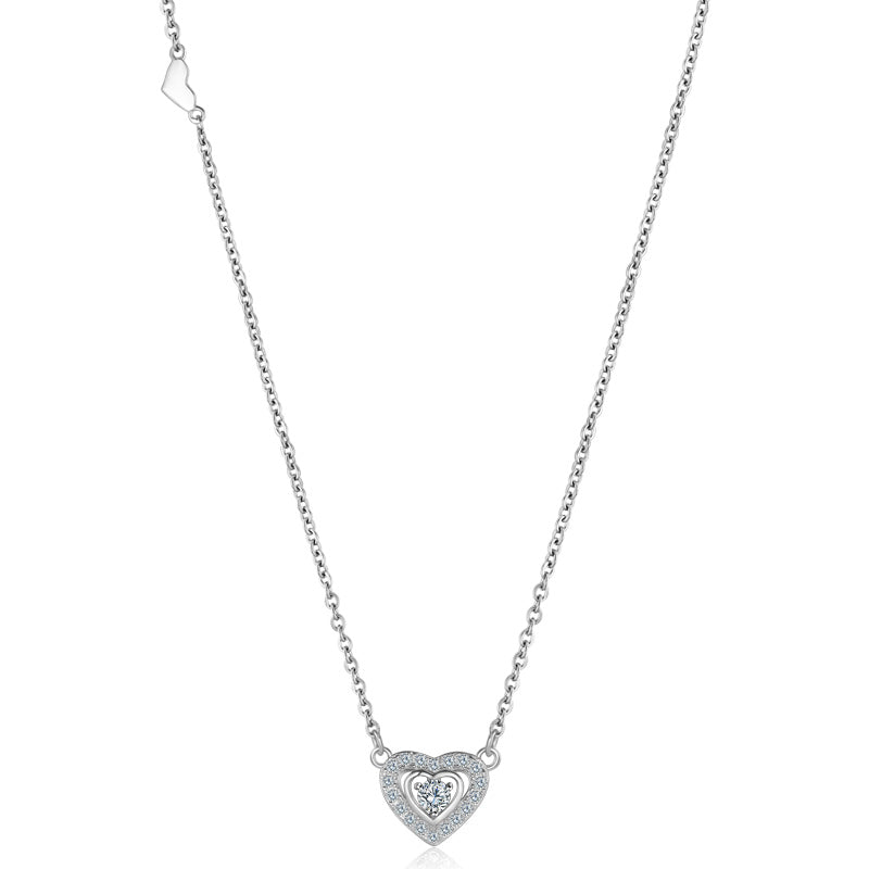 Delicate heart charm necklace silver