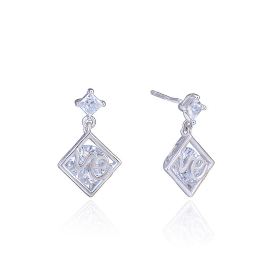 Designer silver drop earrings