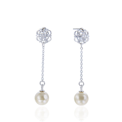 Delicate fish hook earrings pearl drop