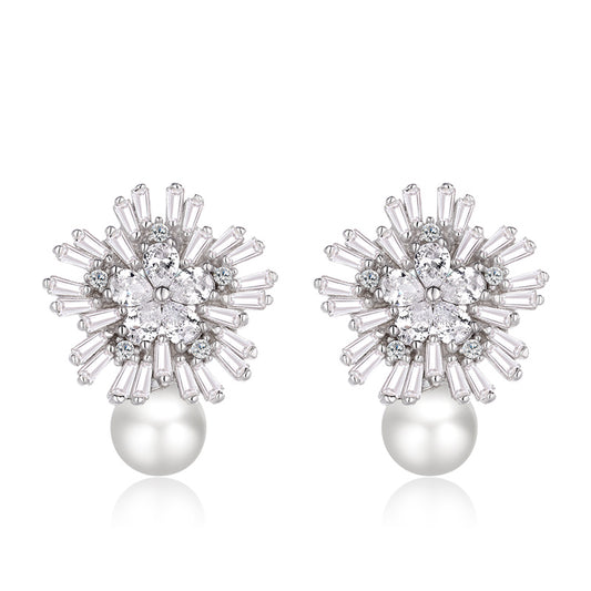 Dainty pearl earrings silver