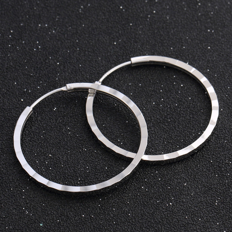 Stylish silver hoop earrings