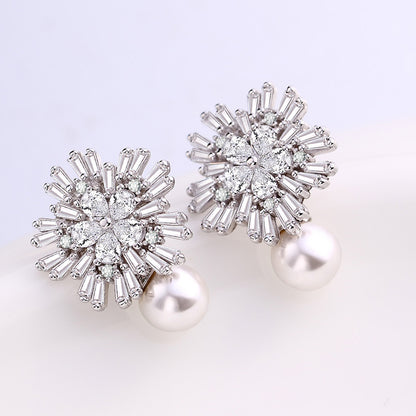 Dainty pearl earrings silver