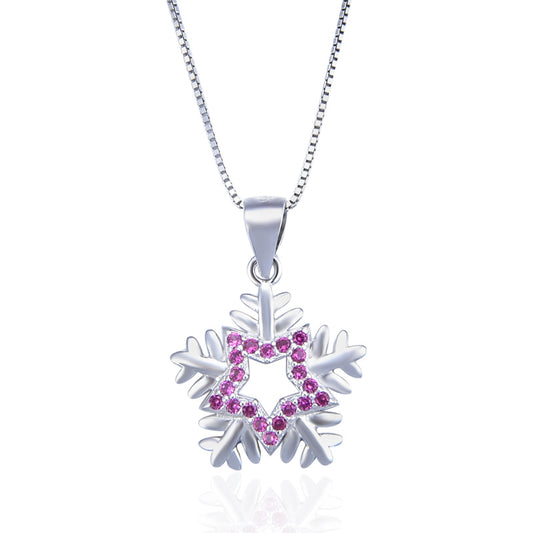 High-End Silver Snowflake Pendant Necklaces