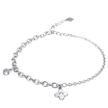 Silver four leaf clover bracelet