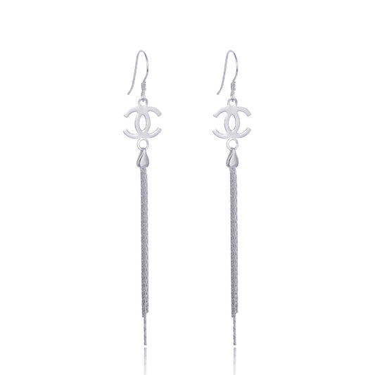 Silver threader earrings wedding