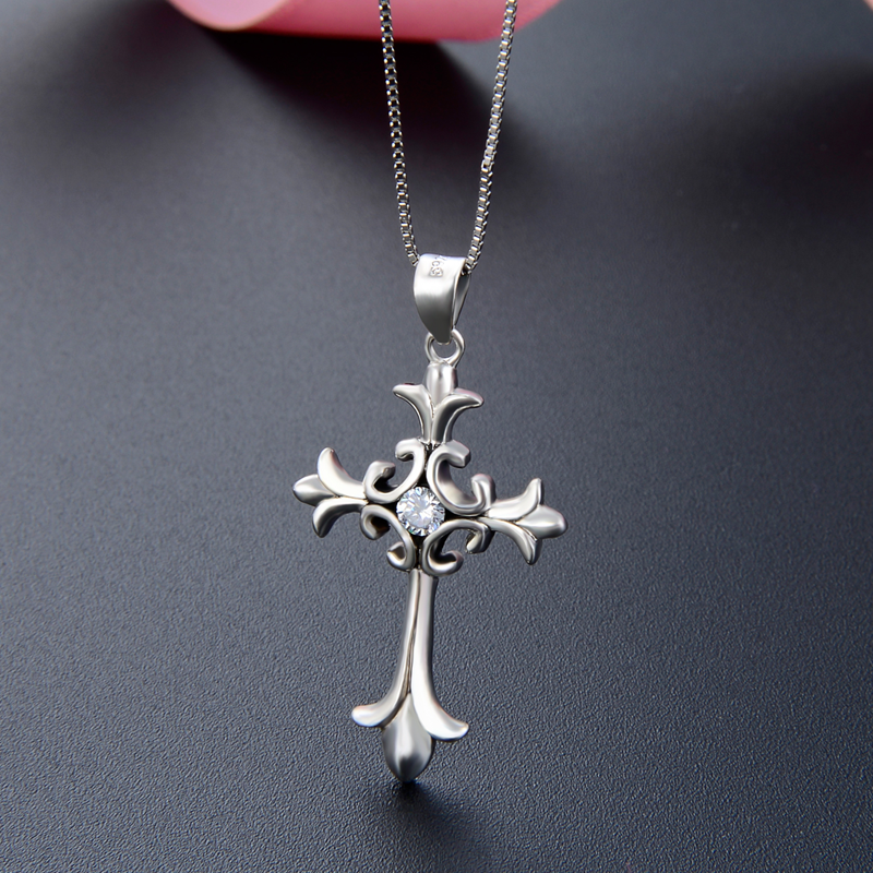 High end sterling silver cross necklace