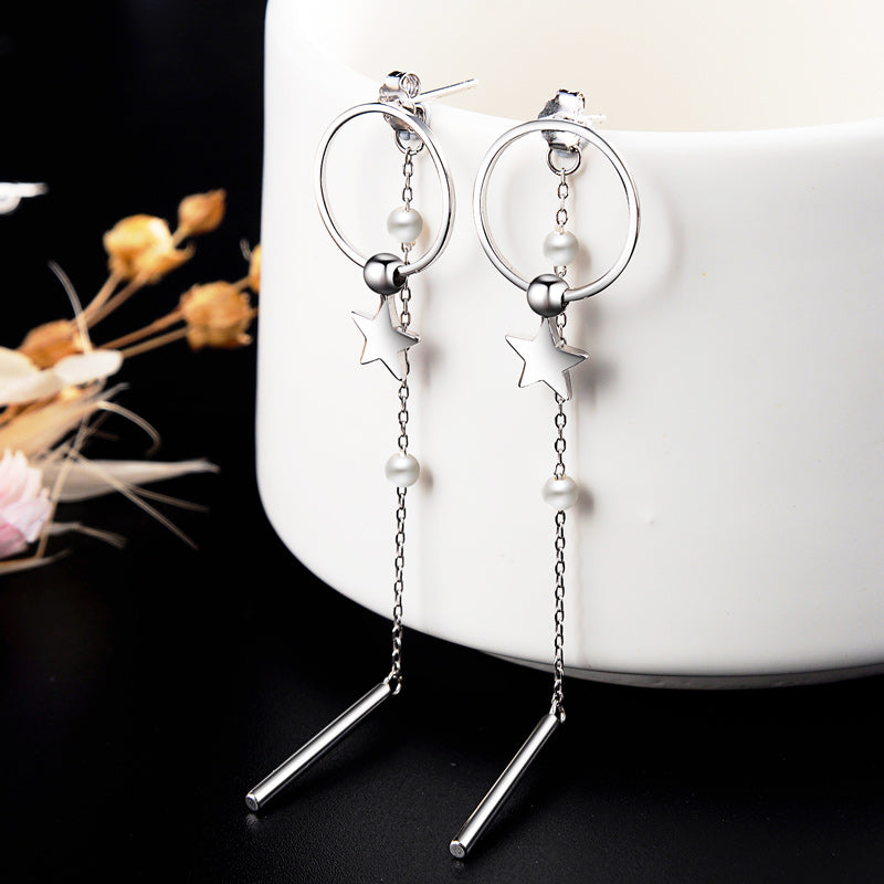 Delicate silver ear threader earrings