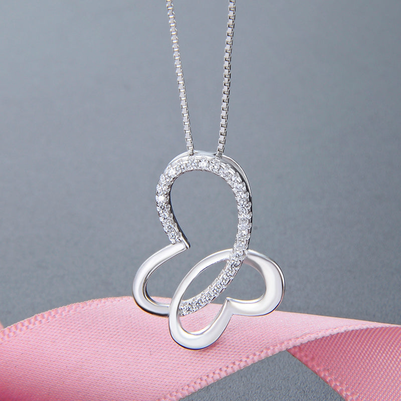 Stackable Silver Heart to Heart Necklace