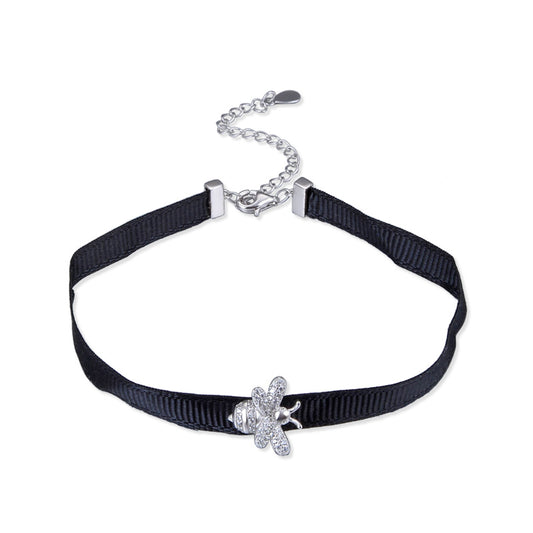 Leather choker necklace with strap