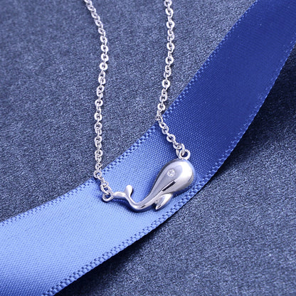 Solid silver whale necklace