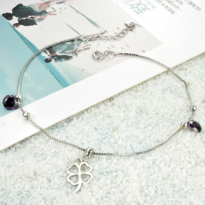 Silver 4 leaf clover bracelet