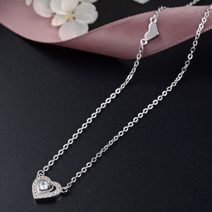 Delicate heart charm necklace silver