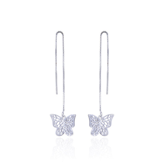 Designer silver butterfly dangle earrings