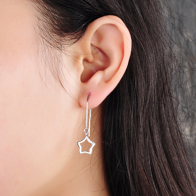 Delicate silver ear threader