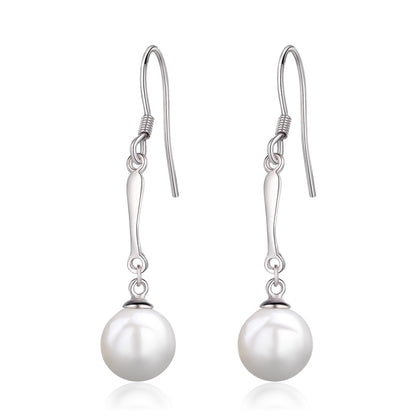 Pearl hook earrings silver