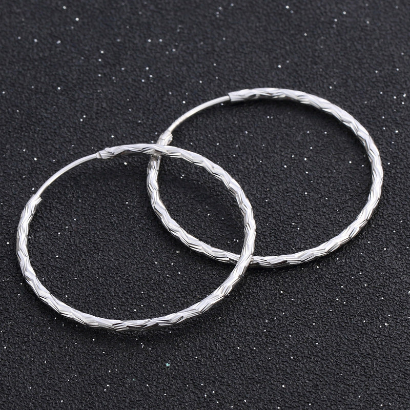 Cool silver hoop earrings