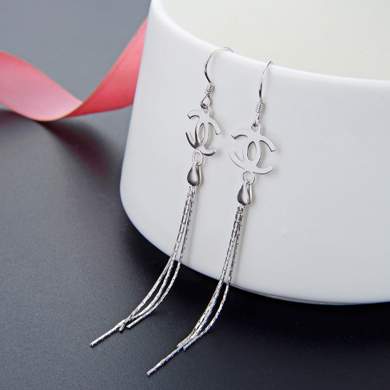 Silver threader earrings wedding