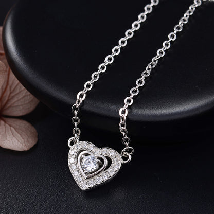 Delicate heart charm necklace silver