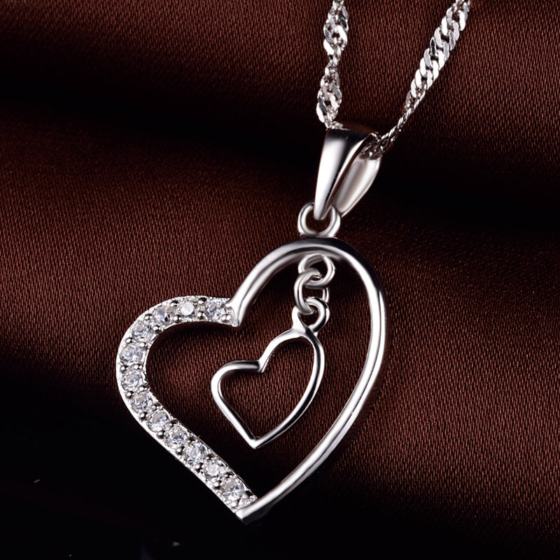 Silver heart necklace chunky sets for prom night