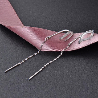 Silver threader earrings chain